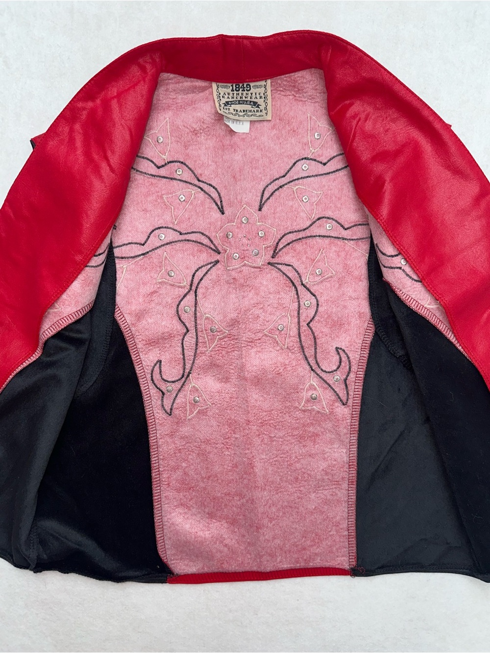 Vintage 1849 Authentic Ranchwear Women Small Western Show Vest Red Black - Picture 11 of 13